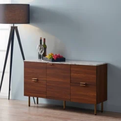 Ashton Sideboard With Faux Marble Top Walnut - Teamson Home -Restaurant Furniture Store GUEST 8b31c417 fbbe 4cfc a9e8 964363029b24