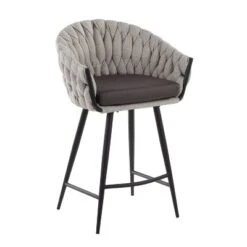 26" Braided Matisse Counter Height Barstool With Faux Leather And Fabric - LumiSource -Restaurant Furniture Store GUEST 8bd74d34 8b16 4b6e 949b 6d5fc8592be3