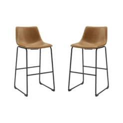 Set Of 2 Laslo Modern Upholstered Faux Leather Barstools - Saracina Home -Restaurant Furniture Store GUEST 8c012d75 c1e7 4c2d ab6f 6bef4ed84c65