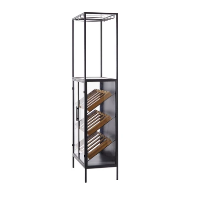 Modern Wood Standing Wine Rack Black - Olivia & May 3 Modern Wood Standing Wine Rack Black - Olivia & May