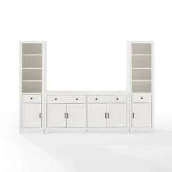 3pc Tara Sideboard And Bookcase Set Distressed White - Crosley -Restaurant Furniture Store GUEST 8e4c1cb6 c446 4d72 b852 c850268714ee