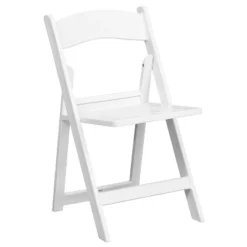 Emma And Oliver 4 Pack 1000 Lb. Capacity White Resin Folding Chair With Slatted Seat -Restaurant Furniture Store GUEST 8f9112c5 201f 4e9b 8771 12662c955528