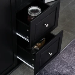 HOMCOM Mobile Kitchen Island Storage Trolley Cart On Wheels With Dropleaf Top, Towel/Spice Rack, 3 Drawers, 2-Door Cabinet -Restaurant Furniture Store GUEST 90158b7e 2b2c 435e 840d d1a899d82513