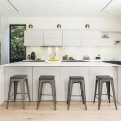 Yaheetech 24 Inches Height Backless Stackable Metal Counter Bar Stool, Set Of 4