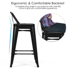 Tangkula Set Of 4 Metal Bar Stools 24" Industrial Chair Low Back Black -Restaurant Furniture Store GUEST 9057936b 72c3 47cb 918d 3d7a496ed202