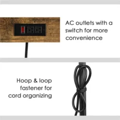 Yaheetech 5-Tier 56" H Baker’s Rack With Wire Basket & Power Outlets, Rustic Brown -Restaurant Furniture Store GUEST 914a69db e2fd 4c7b b7ca f7920bd901a2