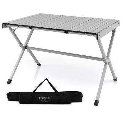 Costway 4-6 Person Portable Aluminum Camping Table Lightweight Roll Up Table Grey/Brown 12 Costway 4-6 Person Portable Aluminum Camping Table Lightweight Roll Up Table Grey/Brown - Image 11