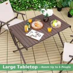 Costway 4-6 Person Portable Aluminum Camping Table Lightweight Roll Up Table Grey/Brown 19 Costway 4-6 Person Portable Aluminum Camping Table Lightweight Roll Up Table Grey/Brown -Restaurant Furniture Store GUEST 92c7244f 68a3 4630 a543 e82aa5bdaa57