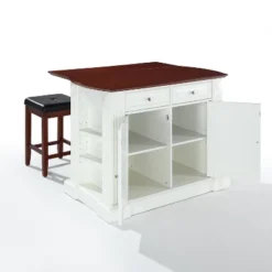 Coventry Drop Leaf Top Kitchen Island With Upholstered Square Stools White - Crosley 16 Coventry Drop Leaf Top Kitchen Island With Upholstered Square Stools White - Crosley -Restaurant Furniture Store GUEST 92d69fb1 10be 443d bfa6 67bd6a1e10ca
