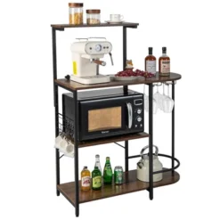 Costway Kitchen Bakers Rack Microwave Stand Coffee Bar W/ S-Hooks & Stemware Holder 19 Costway Kitchen Bakers Rack Microwave Stand Coffee Bar W/ S-Hooks & Stemware Holder -Restaurant Furniture Store GUEST 93039e46 45b5 4d43 b50a 1c9a56c6110d