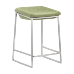 24" Set Of 2 Contemporary Sleek Modern Counter Height Barstools Green - ZM Home