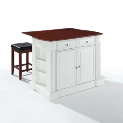 Coventry Drop Leaf Top Kitchen Island With Upholstered Square Stools White - Crosley 15 Coventry Drop Leaf Top Kitchen Island With Upholstered Square Stools White - Crosley -Restaurant Furniture Store GUEST 94319192 079c 47db aa09 d7e75141f256