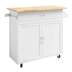 Kitchen Island With Spice Rack And Storage Cabinet – Rolling Cart With Drawers To Use As Coffee Bar, Microwave Stand Or Storage By Lavish Home (White) -Restaurant Furniture Store GUEST 949522e9 608b 4531 a05a 6237ae5d6c59