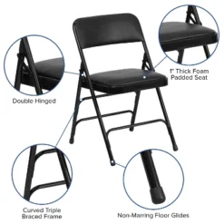Flash Furniture 4 Pack HERCULES Series Curved Triple Braced & Double Hinged Upholstered Metal Folding Chair -Restaurant Furniture Store GUEST 9546a3f8 09bd 4d70 a82b f1c032d44437