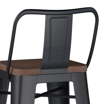 Set Of 2 30" Josephine Metal/Wood Counter Height Barstools Black - WyndenHall 7 Set Of 2 30" Josephine Metal/Wood Counter Height Barstools Black - WyndenHall - Image 5
