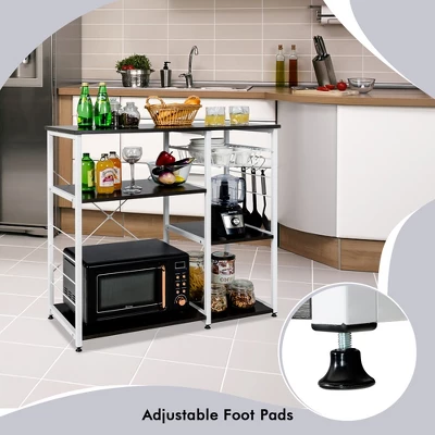 Costway Industrial Kitchen Baker's Rack Microwave Stand Utility Home Shelf W/ 6 Hooks 8 Costway Industrial Kitchen Baker's Rack Microwave Stand Utility Home Shelf W/ 6 Hooks - Image 6