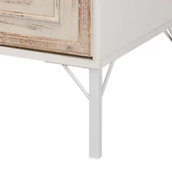 Favian Two-Tone Wood And Metal 2 Door Sideboard Dining Cabinet White/Weathered Brown - Baxton Studio -Restaurant Furniture Store GUEST 962211d4 cc33 4744 a6c9 74ca77a01960