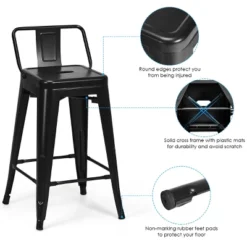 Tangkula Set Of 4 Metal Bar Stools 24" Industrial Chair Low Back Black -Restaurant Furniture Store GUEST 96846151 5804 46f8 b715 a94e2f75dbc4