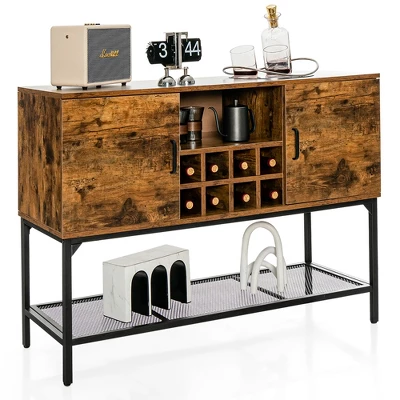 Costway Industrial Kitchen Buffet Sideboard 2-Door Console Table W/Open Shelf Wine Rack 11 Costway Industrial Kitchen Buffet Sideboard 2-Door Console Table W/Open Shelf Wine Rack - Image 9