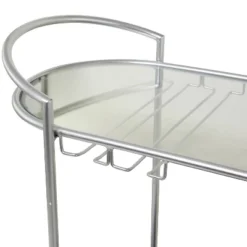 Contemporary Metal 3-Tier Oval Bar Cart Silver - Olivia & May -Restaurant Furniture Store GUEST 970ea8e4 acd0 4370 9e61 e68d004679f8