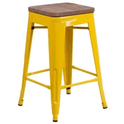 Merrick Lane Backless Metal Dining Stool With Wooden Seat For Indoor Use -Restaurant Furniture Store GUEST 989aa20f 151c 41cd 9736 e2d595c35149