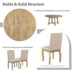 5 PCS Round Wood Extendable Dining Table Set With 4 Upholstered Dining Chairs-ModernLuxe -Restaurant Furniture Store GUEST 9ac19d65 3748 4874 9cdb f877628812e6