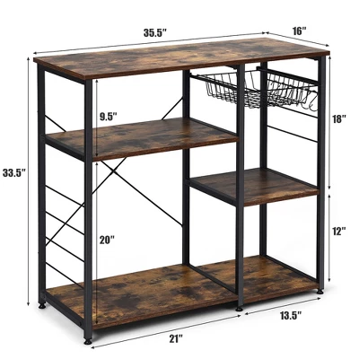 Costway Industrial Kitchen Baker's Rack Microwave Stand Utility Storage Shelf W/ 6 Hooks Steel Black 3 Costway Industrial Kitchen Baker's Rack Microwave Stand Utility Storage Shelf W/ 6 Hooks Steel Black