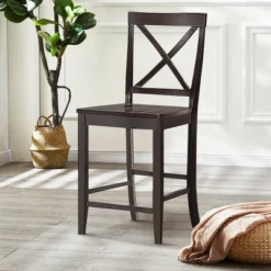 Costway Set Of 2 24'' Counter Height Barstools Kitchen Dining Chairs Rubber Wood Frame -Restaurant Furniture Store GUEST 9cfc58e4 d388 444b 985c 8944e529d045