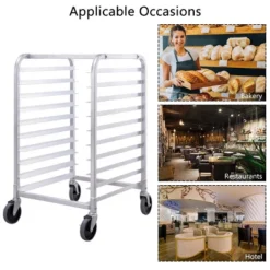 Costway 10 Sheet Aluminum Bakery Rack Silver Commercial Cookie Bun Pan Kitchen W/Wheel -Restaurant Furniture Store GUEST 9d7c1098 ba01 4da5 9fc0 653f51aeeb17