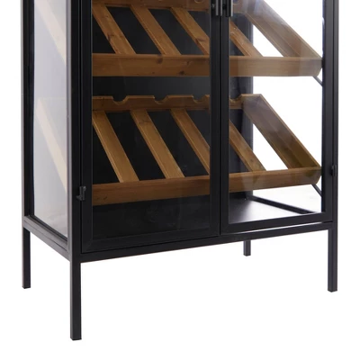 Modern Wood Standing Wine Rack Black - Olivia & May 6 Modern Wood Standing Wine Rack Black - Olivia & May - Image 4