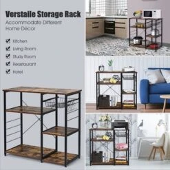 Costway Industrial Kitchen Baker's Rack Microwave Stand Utility Storage Shelf W/ 6 Hooks Steel Black 15 Costway Industrial Kitchen Baker's Rack Microwave Stand Utility Storage Shelf W/ 6 Hooks Steel Black -Restaurant Furniture Store GUEST 9ec8834d a84e 4336 981d d9ad90f87010
