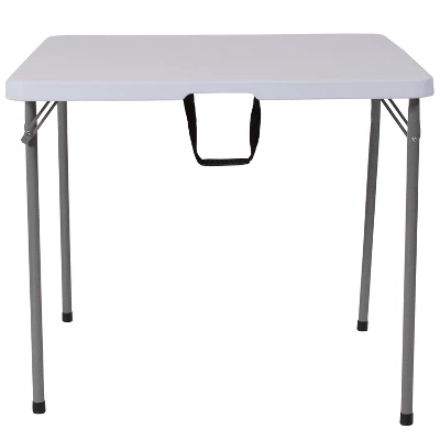 Flash Furniture 2.79-Foot Square Bi-Fold Granite White Plastic Folding Table With Carrying Handle 4 Flash Furniture 2.79-Foot Square Bi-Fold Granite White Plastic Folding Table With Carrying Handle - Image 2