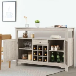 Costway Buffet Server Sideboard Wine Cabinet Console Table Grey Home -Restaurant Furniture Store GUEST a016751c 5d1b 4a82 8305 0581526324ef