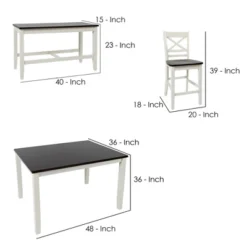 4pc Set With X Back Counter Height Barstools Brown/White - Benzara -Restaurant Furniture Store GUEST a02f9d92 7649 42f5 875d 1420adbe1d5c