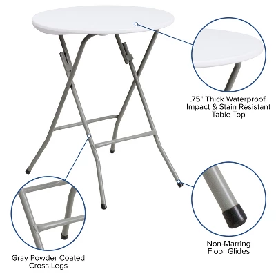 Emma And Oliver 2-Foot Round Granite White Plastic Folding Table - Banquet / Event Folding Table 4 Emma And Oliver 2-Foot Round Granite White Plastic Folding Table - Banquet / Event Folding Table - Image 2