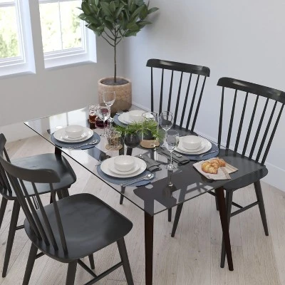 Merrick Lane 31.5" X 55" Rectangular Solid Wood Table With Glass Top 7 Merrick Lane 31.5" X 55" Rectangular Solid Wood Table With Glass Top - Image 5