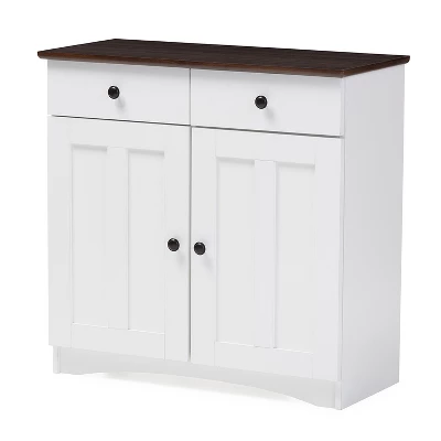 Lauren TwoTone And Buffet Kitchen Cabinet With Two Doors And Two Drawers White/Dark Brown - Baxton Studio 6 Lauren TwoTone And Buffet Kitchen Cabinet With Two Doors And Two Drawers White/Dark Brown - Baxton Studio - Image 4