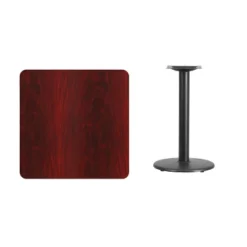 Emma And Oliver 30" Square Laminate Table Top With 18" Round Table Height Base