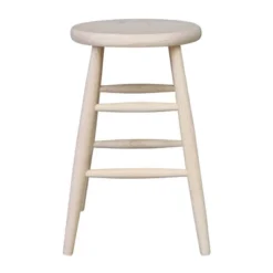 24" Scooped Seat Counter Height Barstool Unfinished - International Concepts