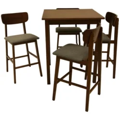 Zenvida Mid Century Counter Height Dining Table Set, Square Solid Wood Table And Chairs -Restaurant Furniture Store GUEST a219b808 08fa 4e59 a210 146790df771e