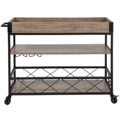 Emma And Oliver Light Oak Wood Kitchen Bar Cart, Stemware Rack And Locking Casters -Restaurant Furniture Store GUEST a2446445 d800 4242 a47c 948f457e4c78