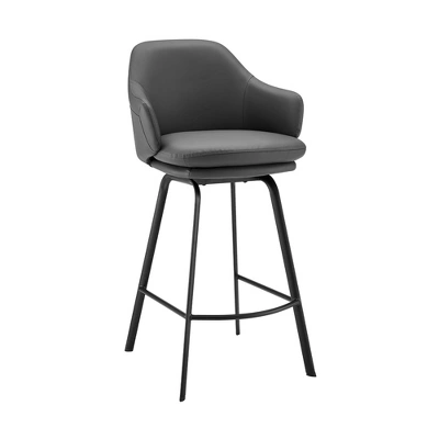 26" Brigden Swivel Counter Height Barstool With Faux Leather Black Metal - Armen Living 13 26" Brigden Swivel Counter Height Barstool With Faux Leather Black Metal - Armen Living - Image 11