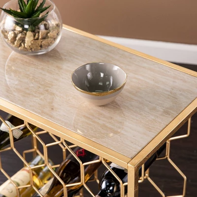 Venwynn Wine Storage Side Table Gold/Gray - Aiden Lane 3 Venwynn Wine Storage Side Table Gold/Gray - Aiden Lane