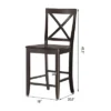 Costway Set Of 2 24'' Counter Height Barstools Kitchen Dining Chairs Rubber Wood Frame