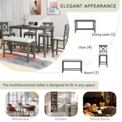 6-Piece Counter Height Dining Table Set Table With 4 Chairs And 1 Benchs - ModernLuxe -Restaurant Furniture Store GUEST a4c68b86 043d 4235 baa8 9bf12cfbec76
