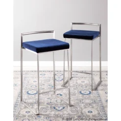 Set Of 2 26" Fuji Contemporary Stackable Counter Height Barstool Stainless Steel With Cushion - Lumisource -Restaurant Furniture Store GUEST a54ea274 fefd 45ee b766 87e80a69297d