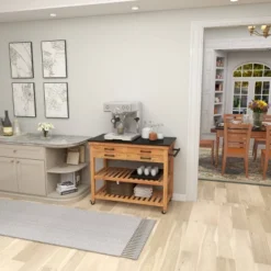 Coastal Wood Kitchen Cart Brown - Olivia & May -Restaurant Furniture Store GUEST a63fecd0 8ccb 49e3 b999 33a74af13c25