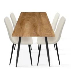 Charls+Bingo 5-Piece Metal Legs And 4 Upholstered Chairs Modern Rectangular Dining Table Furniture Set-The Pop Maison -Restaurant Furniture Store GUEST a65bea4e 9eec 4897 b3cb 1803c1d25088