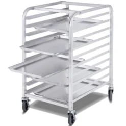 Costway 10 Sheet Aluminum Bakery Rack Silver Commercial Cookie Bun Pan Kitchen W/Wheel -Restaurant Furniture Store GUEST a72eb27b ce3f 448f b1cc dbe659966311