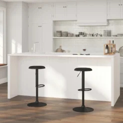 Merrick Lane Retro Style Height Adjustable Barstool With Footrest